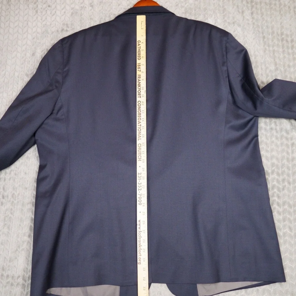 Paul Fredrick Blazer Men 53L Navy Blue Gold Crest Button Wool Sport Coat Classic